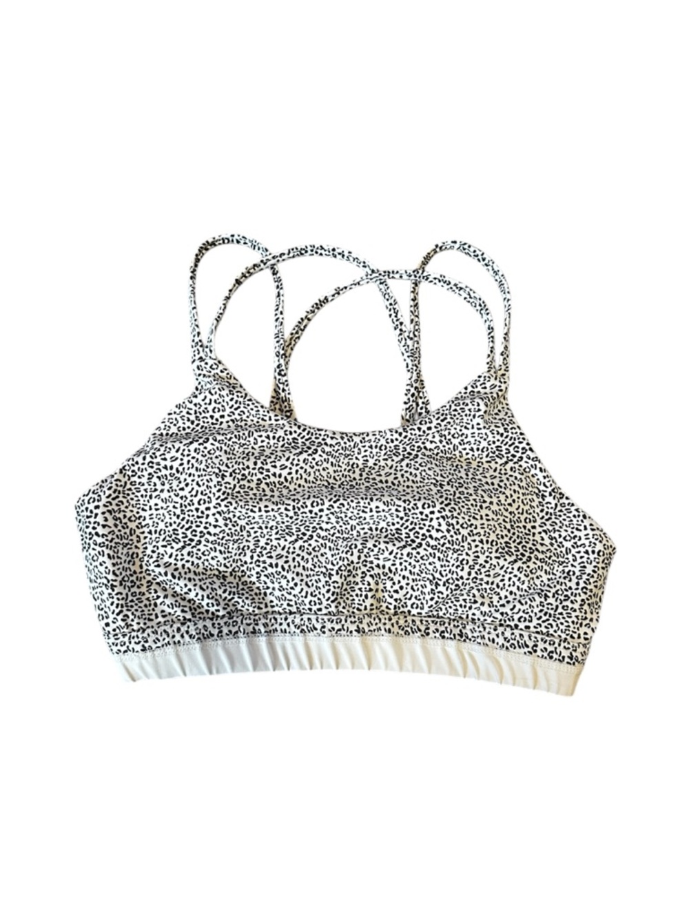 Leopard Print Strappy White Sports Bra